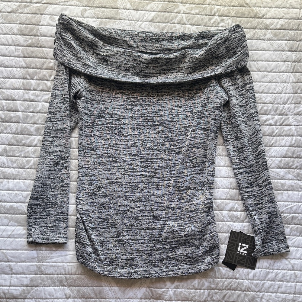 Iz Byer Off-Shoulder Marled Sweater